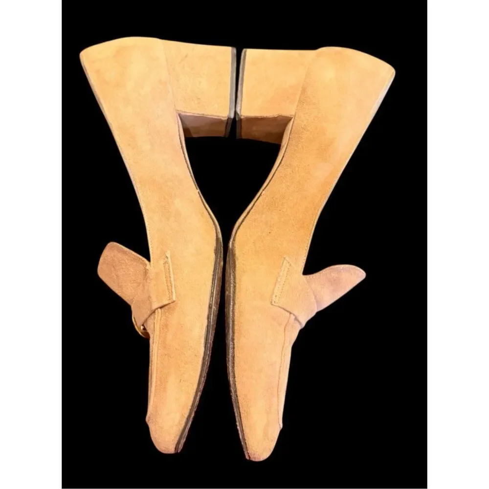 Jack Rogers Vintage Pumps Chunky Heel Gold Buckle Sz. 6 1980’s 1990’s